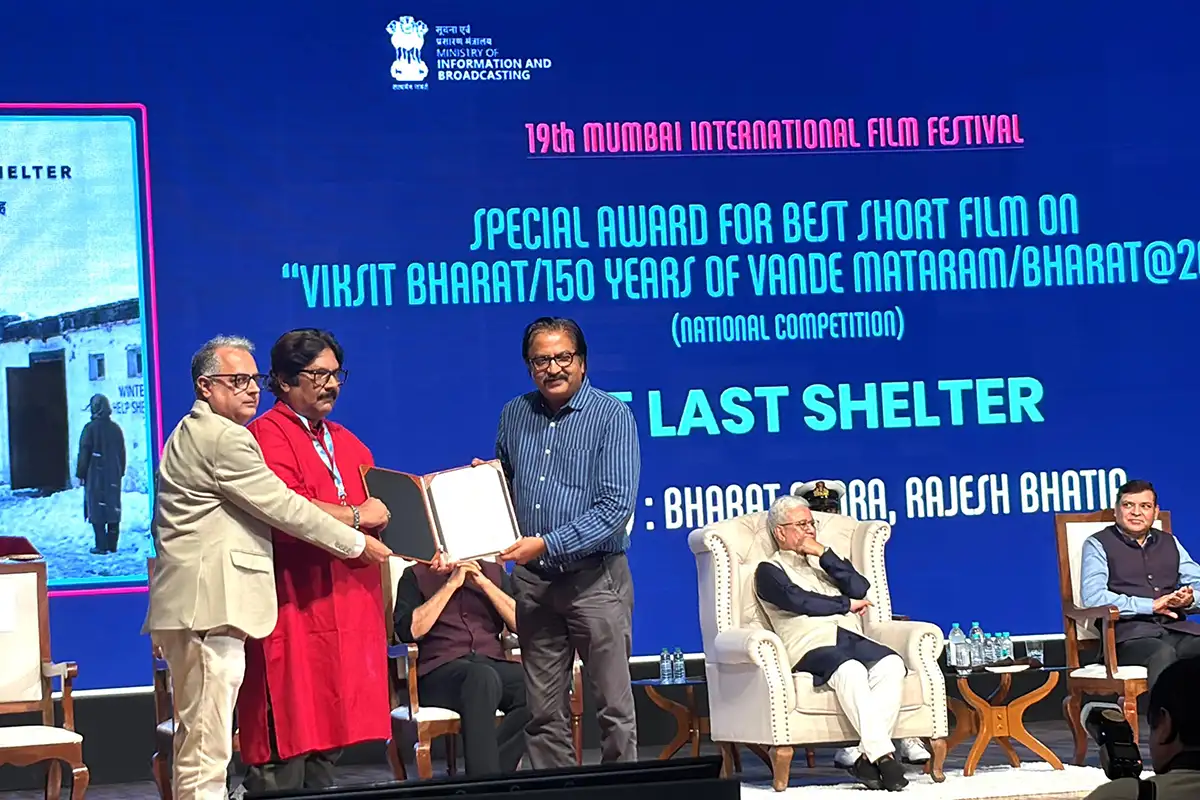 Rajesh Bhatia and Bharat Arora receiving the Best Short Film Award at 19th MIFF 2026