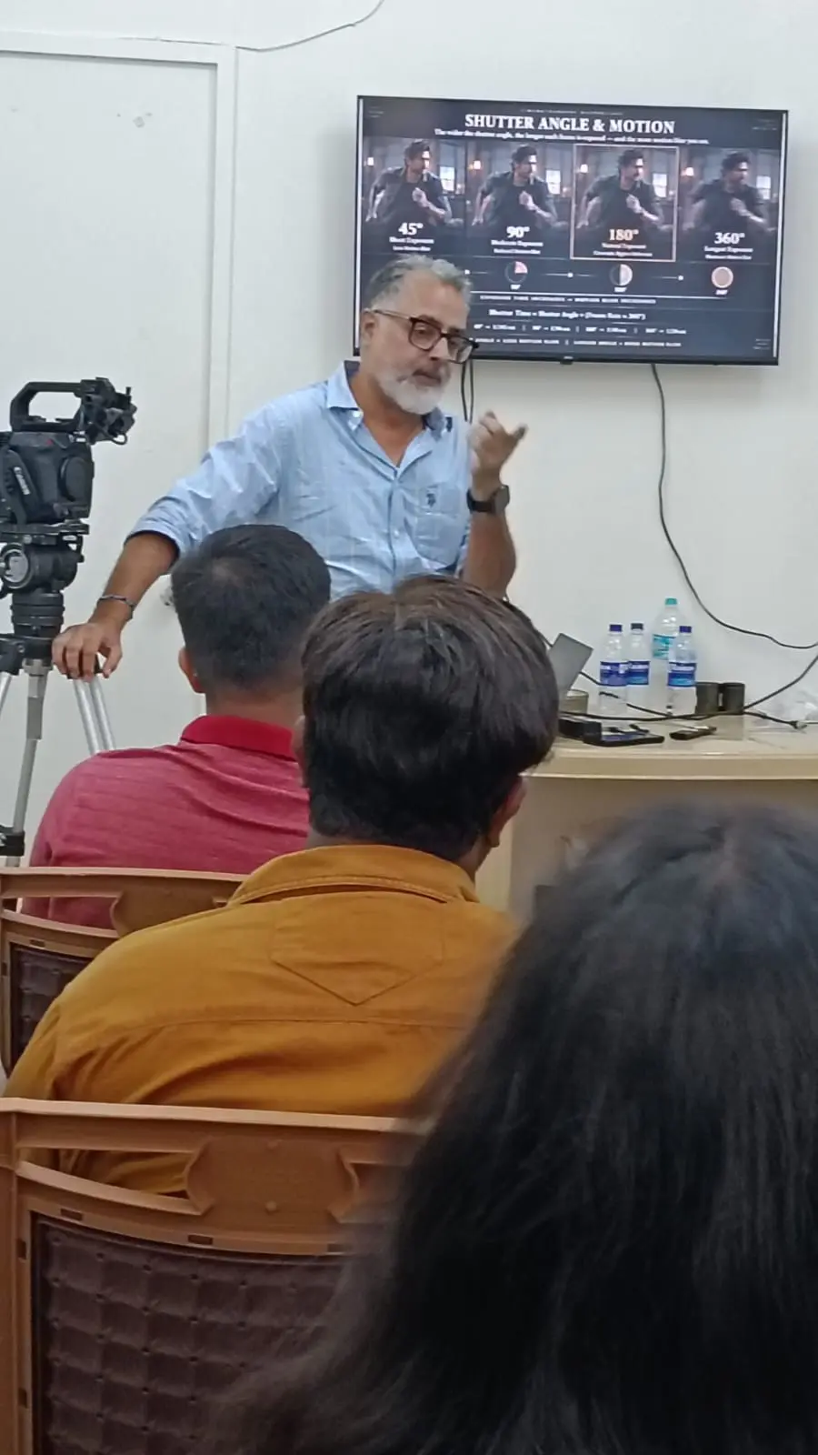 Hands-on practical session — participants on camera · FTII Digital Cinematography Workshop · Goregaon, Mumbai · 2026
